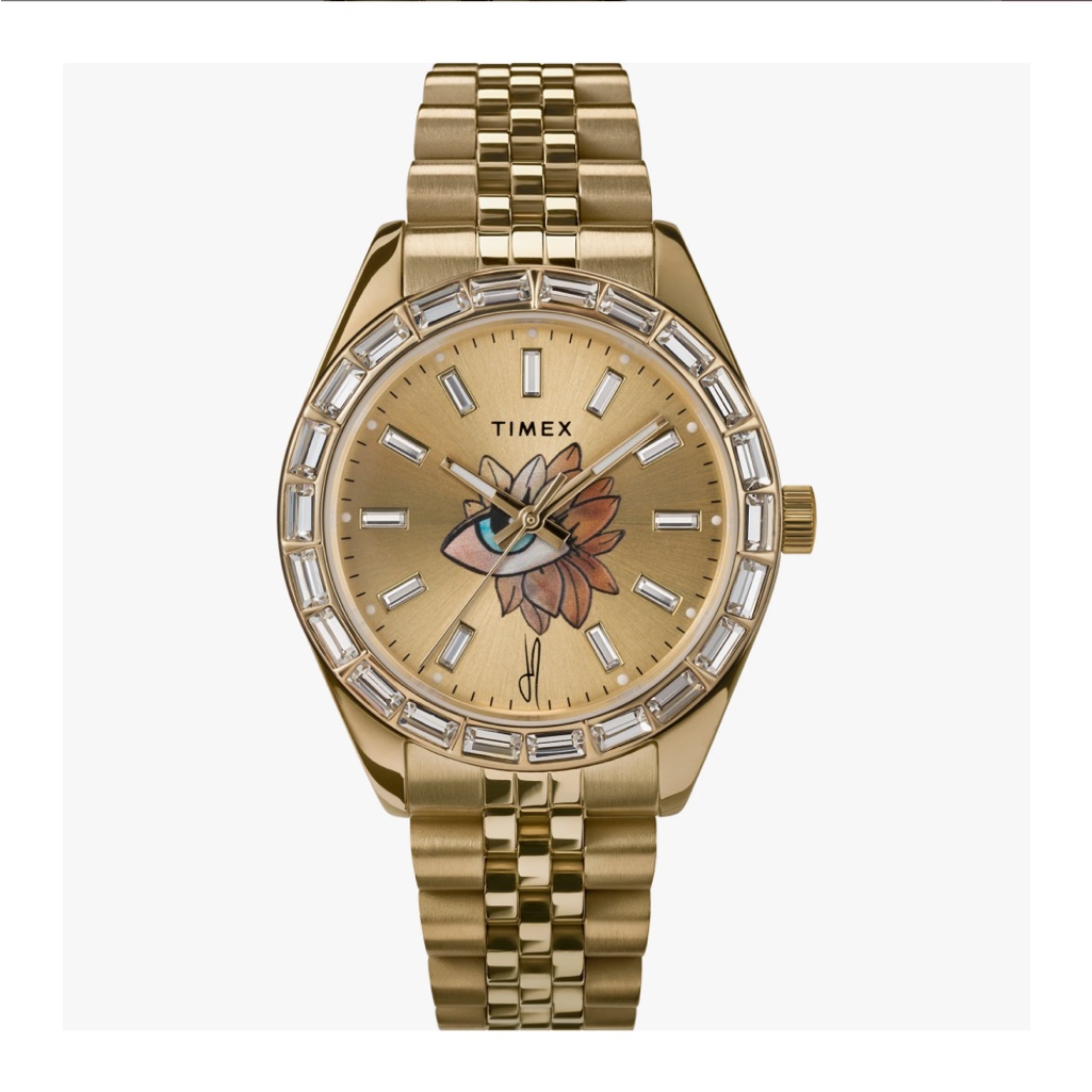 Nwt Jacquie Aiche Timex Legacy Gold Sunray Flower Tribe Eye Watch 36mm